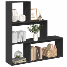 Kamerscherm / boekenkast 3-laags 123x29x123 cm hout zwart