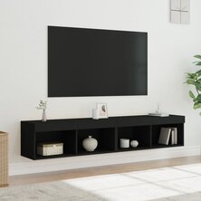 Tv-meubels met LED-verlichting 2 st 80x30x30 cm zwart