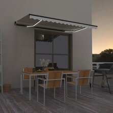 Luifel handmatig uittrekbaar met LED 450x300 cm cr&egrave;mekleurig