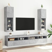 Tv-meubels met LED-verlichting 2 st 30,5x30x102 cm betongrijs