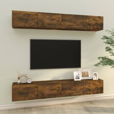 Tv-wandmeubels 4 st 100x30x30 cm gerookt eiken