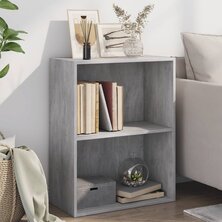 Boekenkast met 2 schappen 60x30x76,5 cm bewerkt hout betongrijs