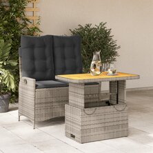 2-delige Tuinset met kussens poly rattan grijs