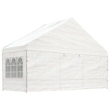 Prieel met dak 5,88x2,23x3,75 m polyetheen wit