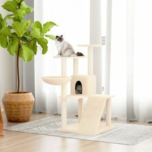 Kattenmeubel met sisal krabpalen 94 cm cr&egrave;mekleurig