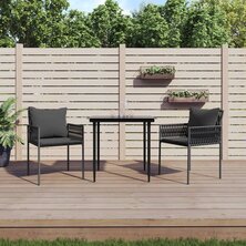 3-delige Tuinset met kussens poly rattan en staal