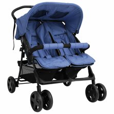 Tweeling kinderwagen staal marineblauw