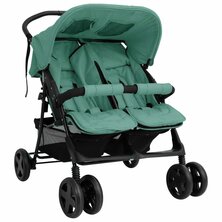 Tweeling kinderwagen staal groen