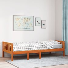 Kinderbed zonder matras massief grenenhout wasbruin 75x190 cm