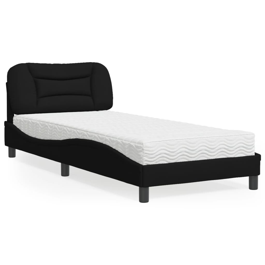 VidaXL Bed met matras stof zwart 80x200 cm