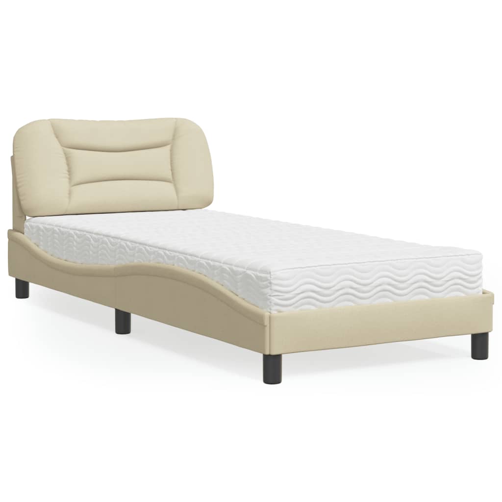 VidaXL Bed met matras stof crèmekleurig 80x200 cm