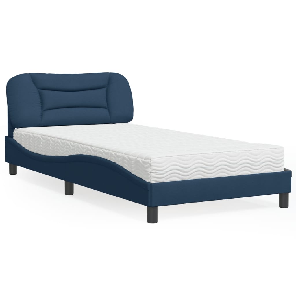 VidaXL Bed met matras stof blauw 100x200 cm