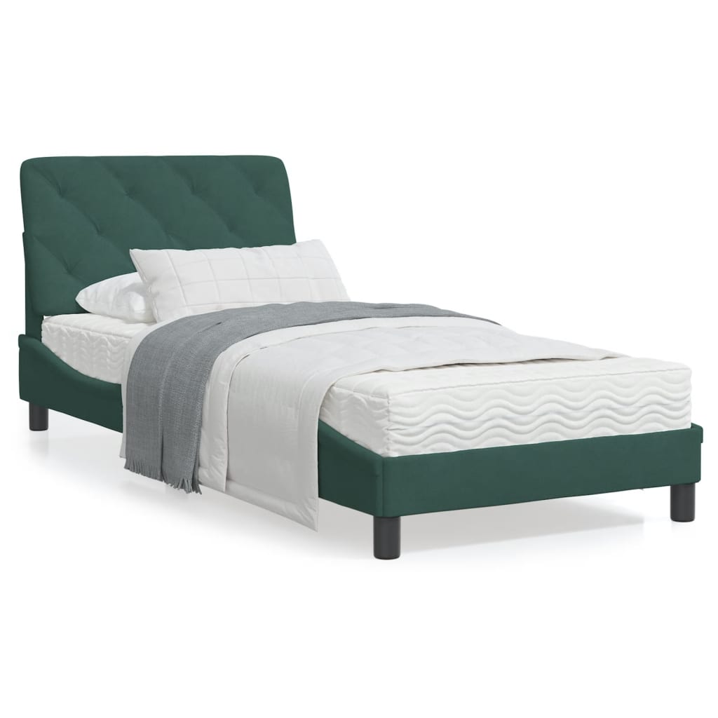 VidaXL Bed met matras fluweel donkergroen 90x190 cm