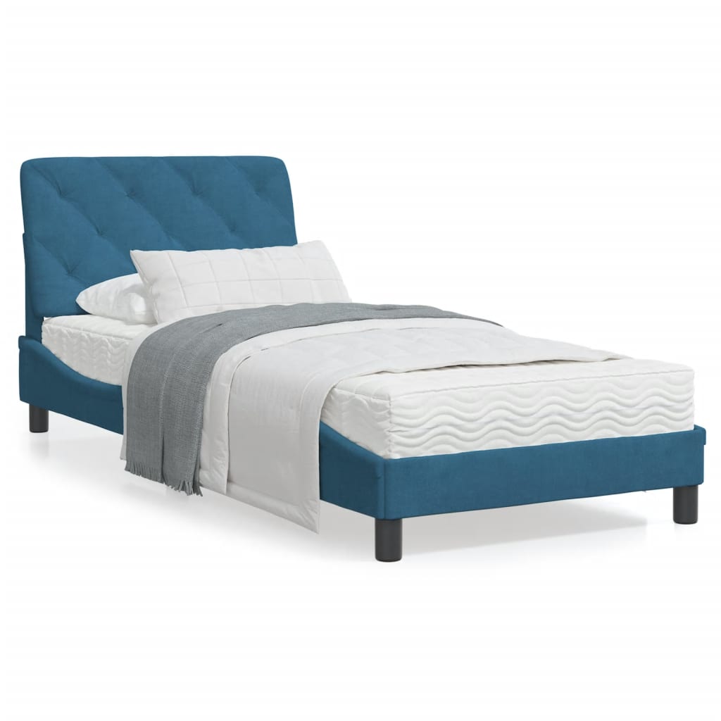 VidaXL Bed met matras fluweel blauw 90x190 cm
