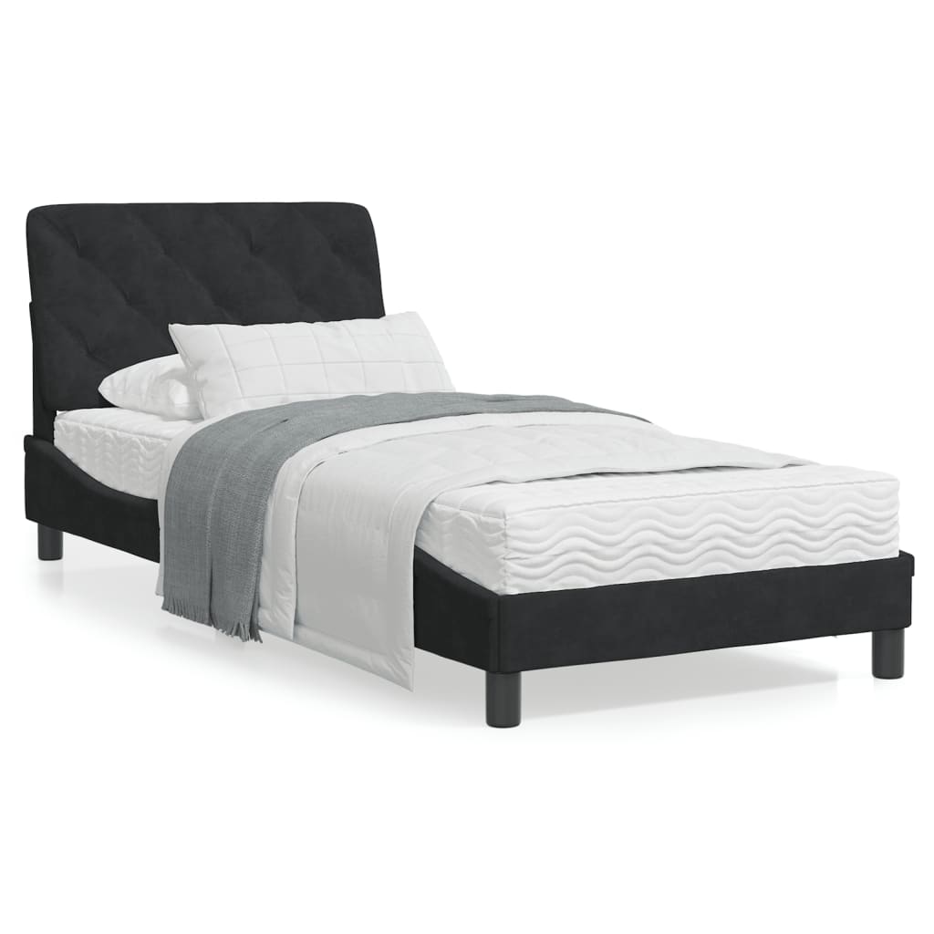 VidaXL Bed met matras fluweel zwart 90x200 cm