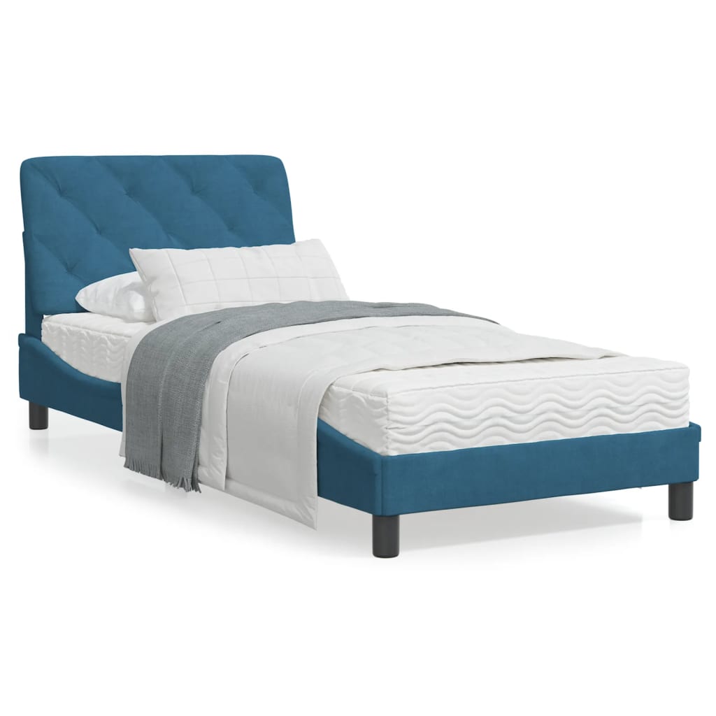 VidaXL Bed met matras fluweel blauw 90x200 cm