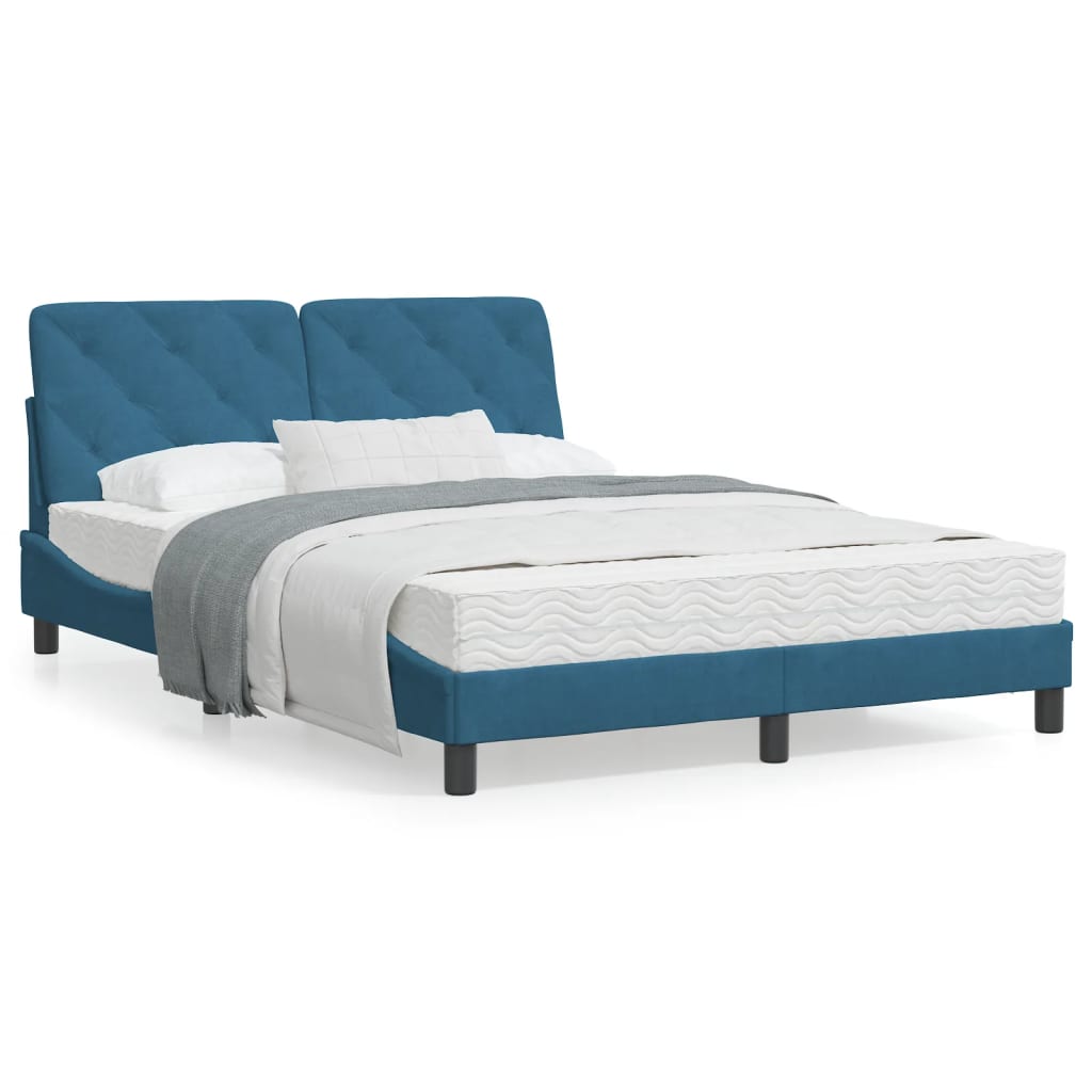 VidaXL Bed met matras fluweel blauw 120x200 cm