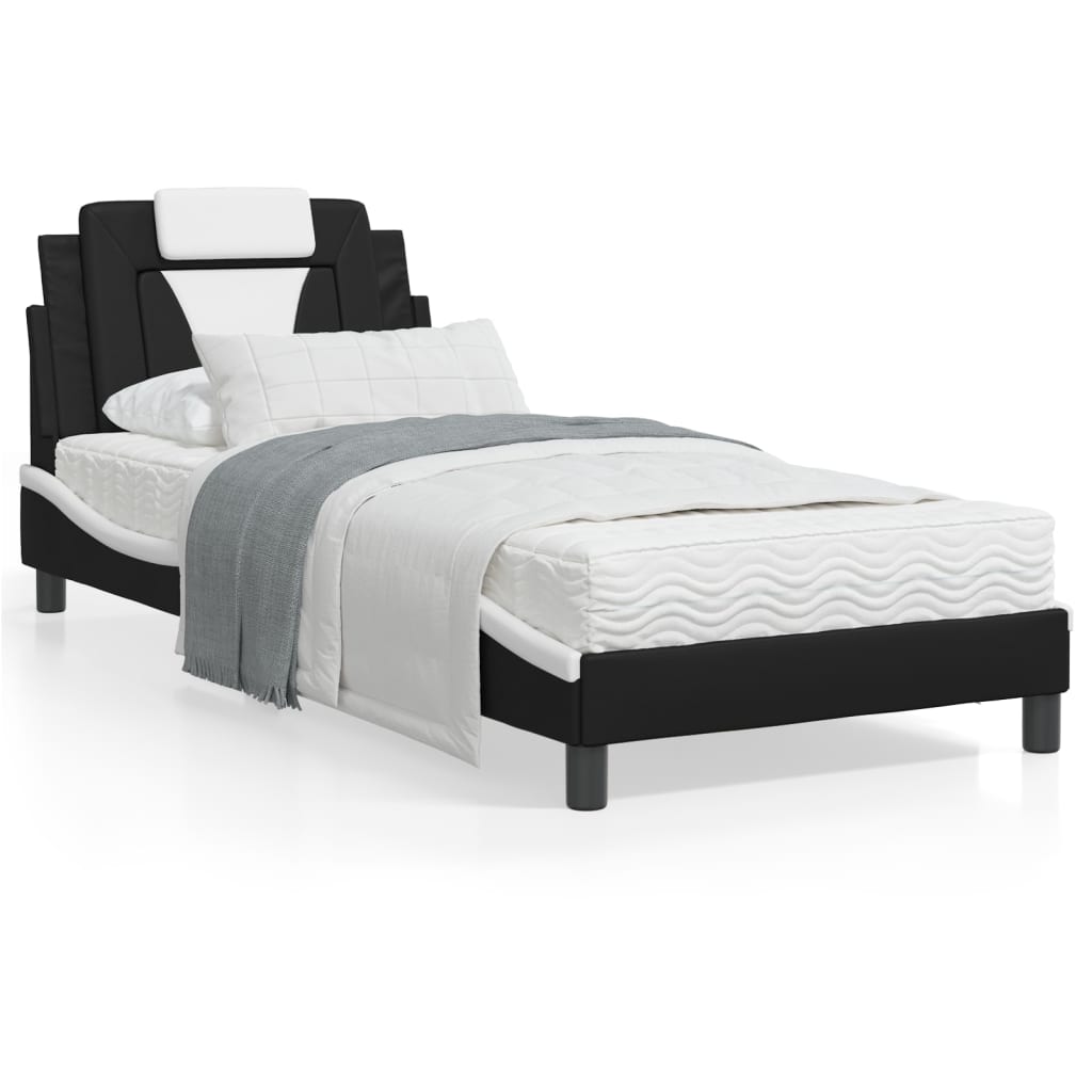 VidaXL Bed met matras kunstleer zwart en wit 80x200 cm