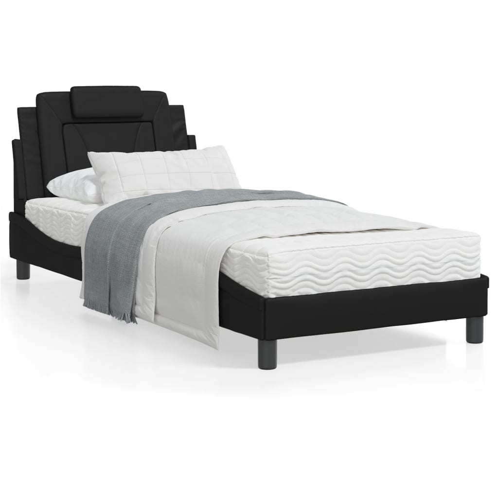 VidaXL Bed met matras kunstleer zwart 90x190 cm