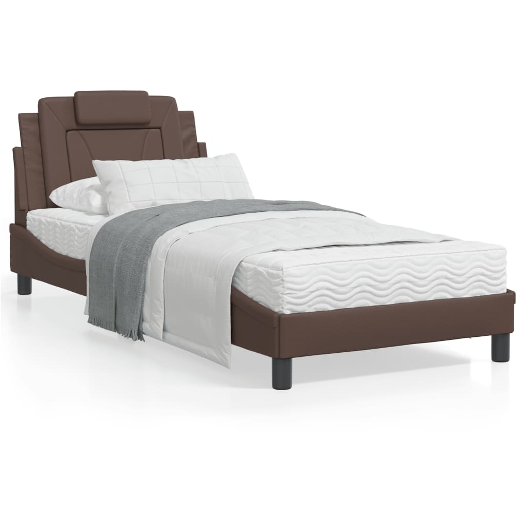 VidaXL Bed met matras kunstleer bruin 90x190 cm
