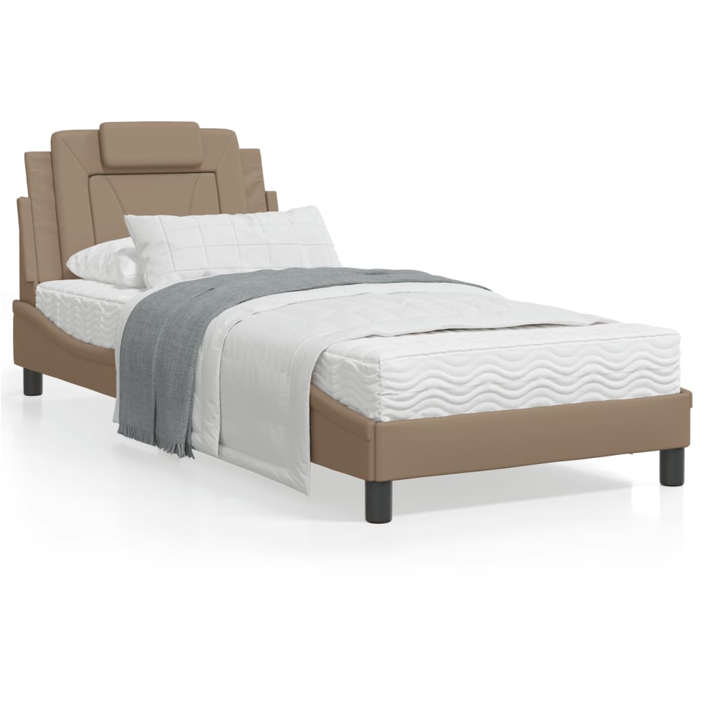 VidaXL Bed met matras kunstleer cappuccinokleurig 90x190 cm