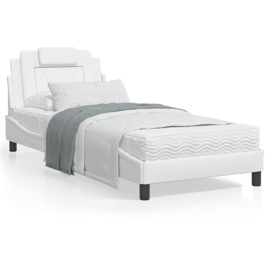 VidaXL Bed met matras kunstleer wit 90x200 cm