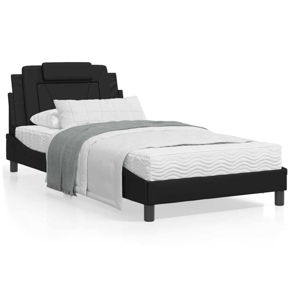 VidaXL Bed met matras kunstleer zwart 100x200 cm