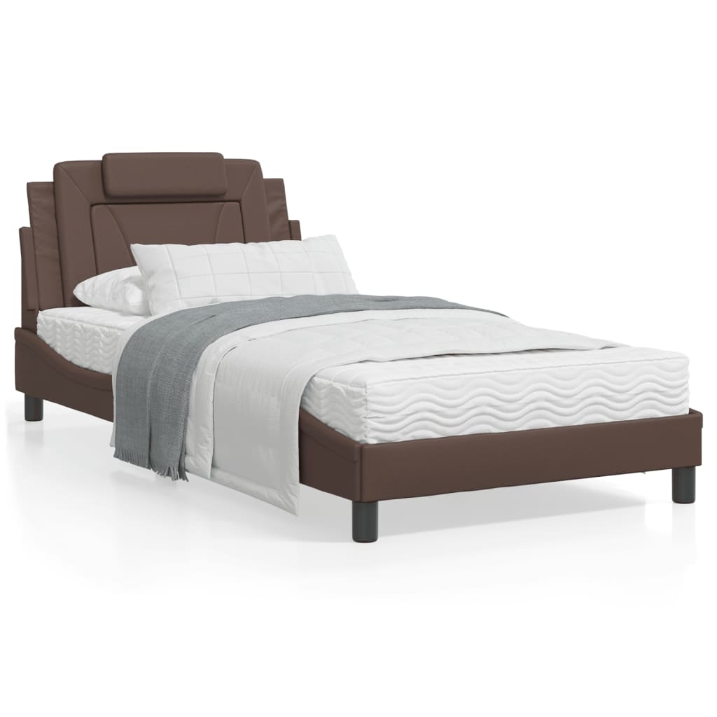 VidaXL Bed met matras kunstleer bruin 100x200 cm