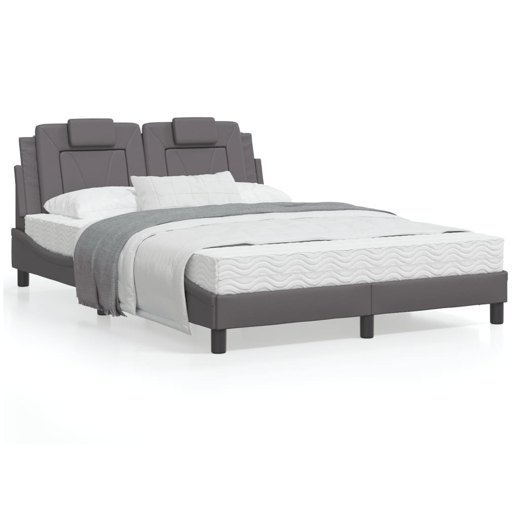 VidaXL Bed met matras kunstleer grijs 120x200 cm