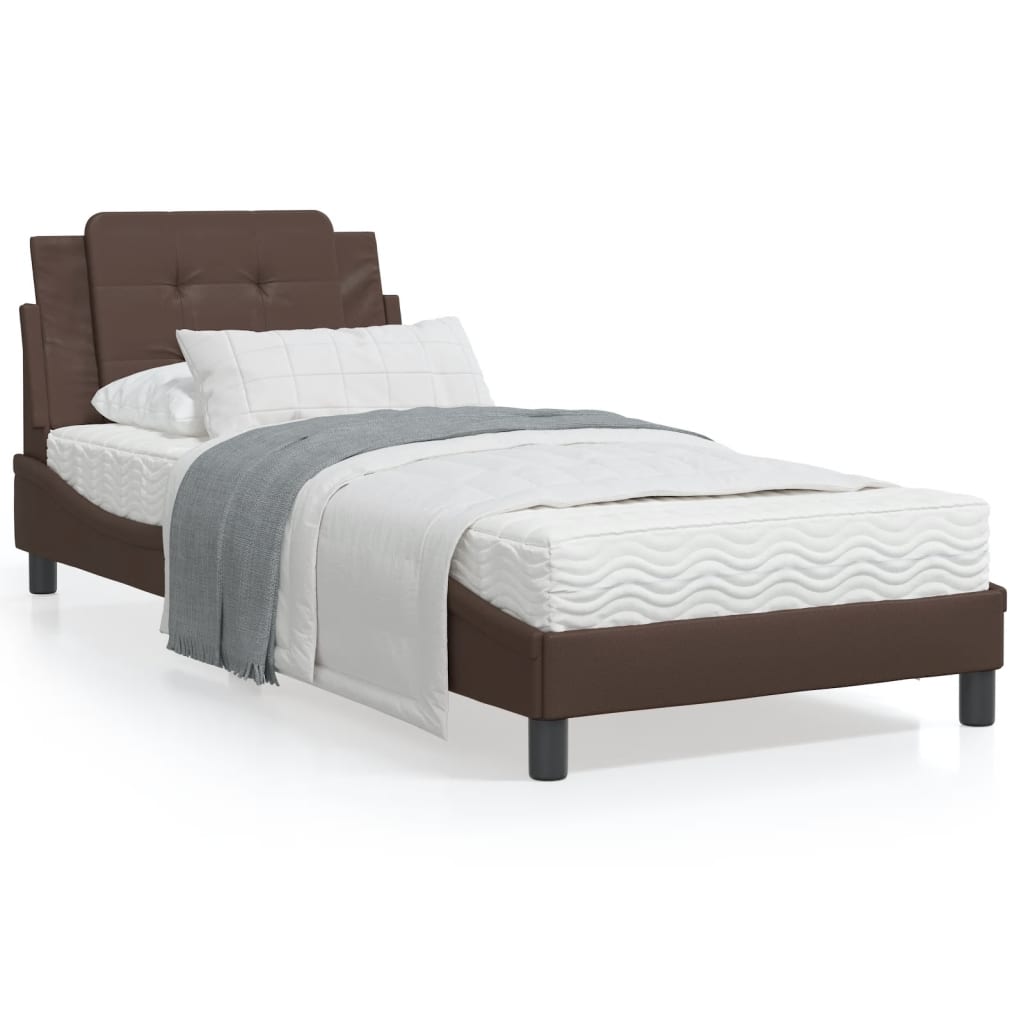 VidaXL Bed met matras kunstleer bruin 80x200 cm