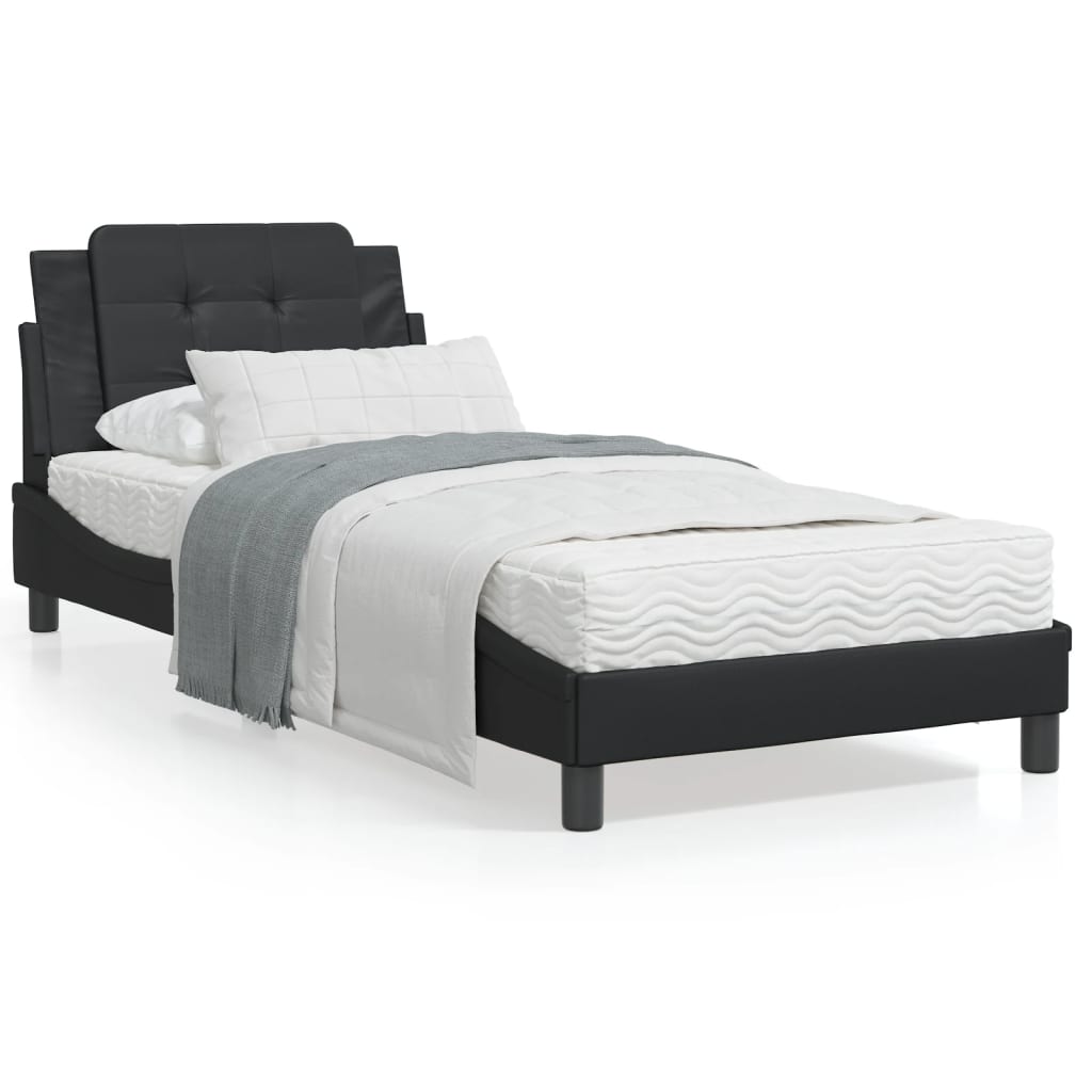 VidaXL Bed met matras kunstleer zwart 90x190 cm