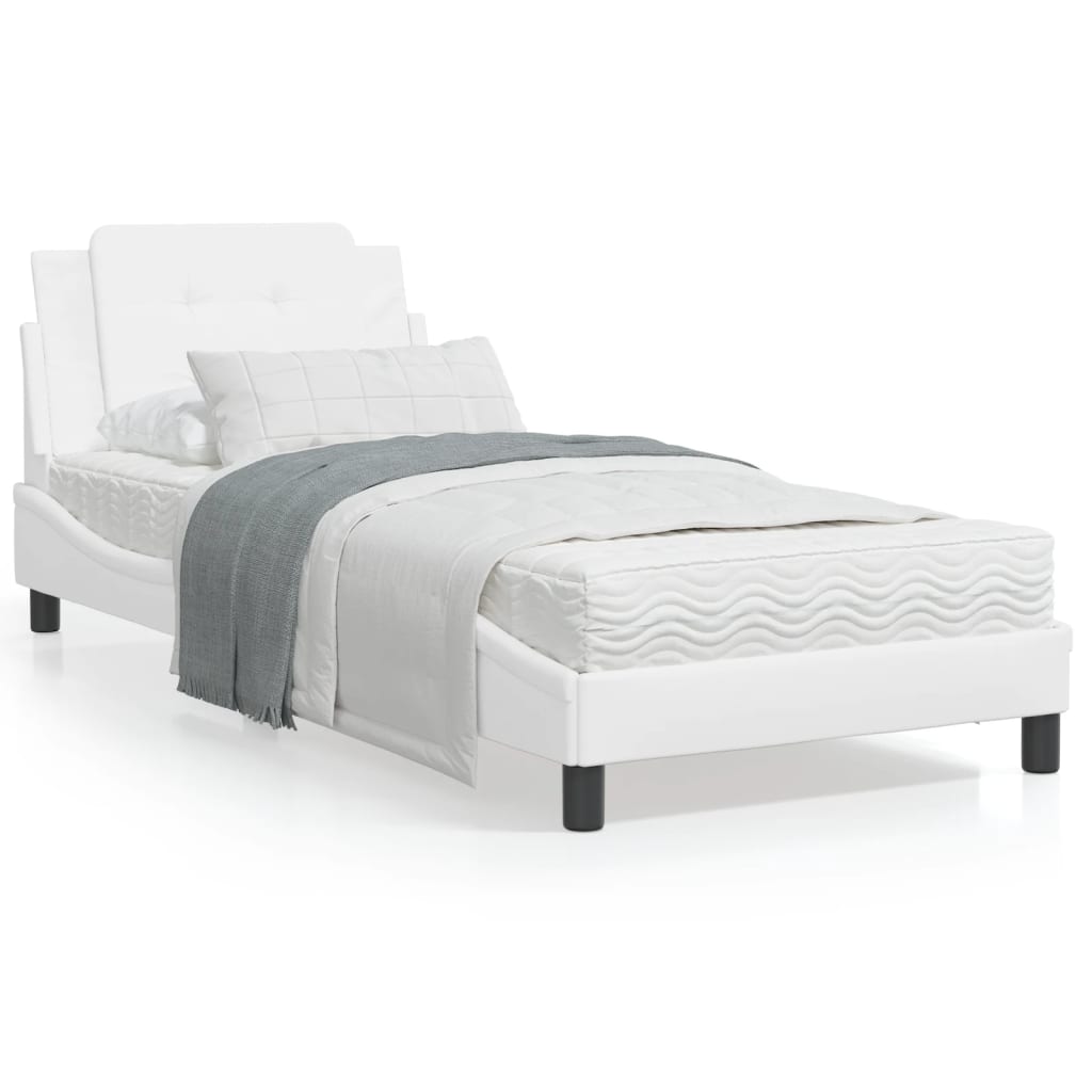 VidaXL Bed met matras kunstleer wit 100x200 cm