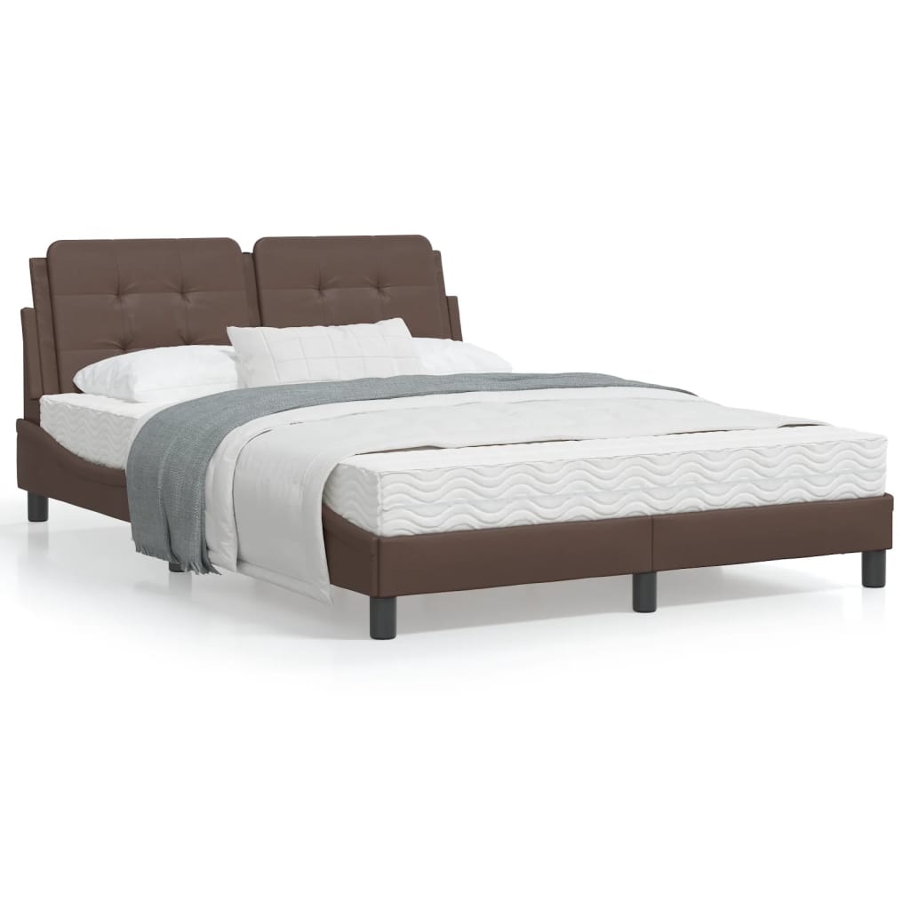 VidaXL Bed met matras kunstleer bruin 120x200 cm