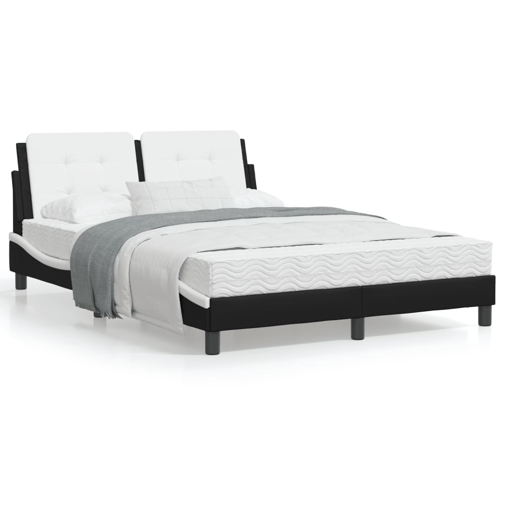 VidaXL Bed met matras kunstleer zwart en wit 120x200 cm