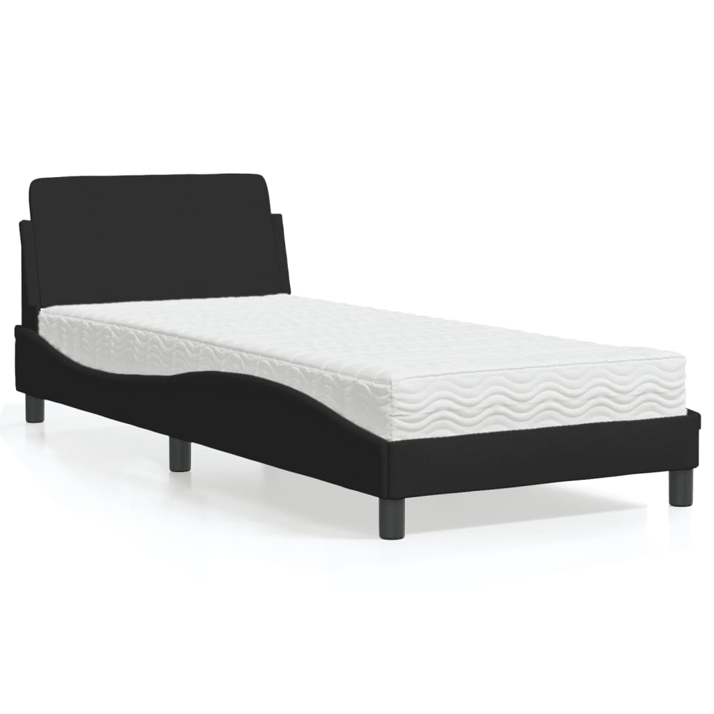 VidaXL Bed met matras stof zwart 80x200 cm