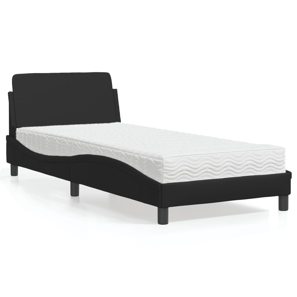 VidaXL Bed met matras kunstleer zwart 80x200 cm