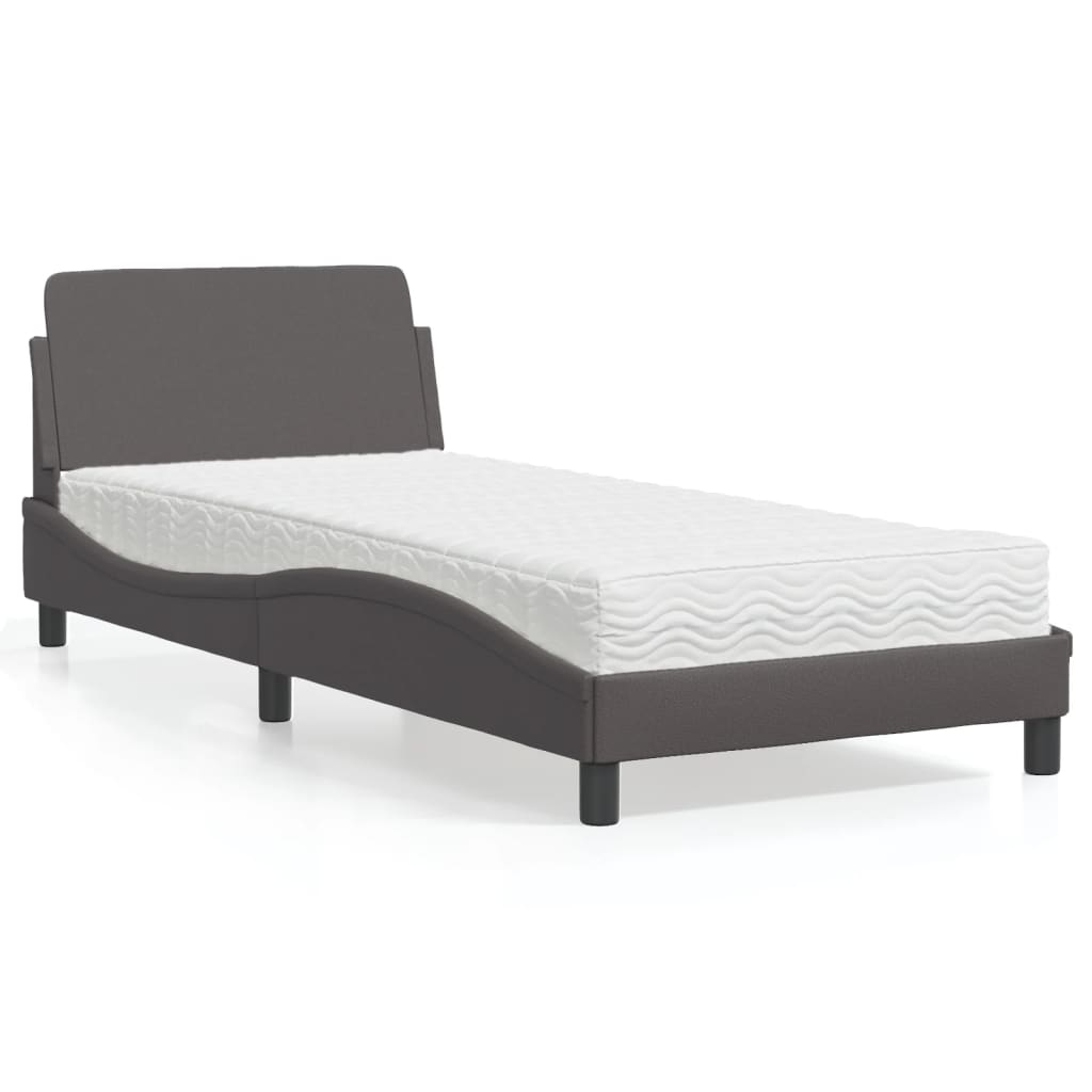 VidaXL Bed met matras kunstleer grijs 80x200 cm
