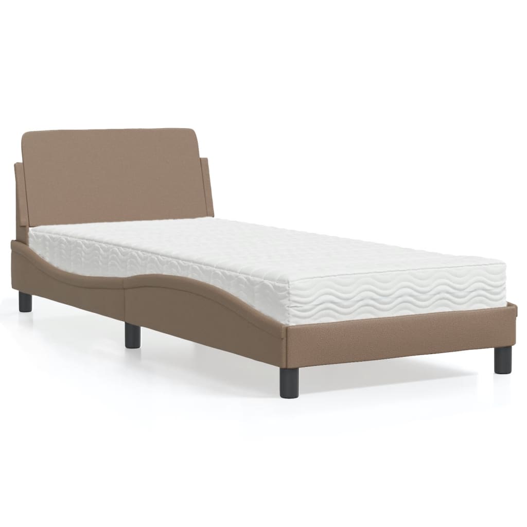 VidaXL Bed met matras kunstleer cappuccinokleurig 80x200 cm