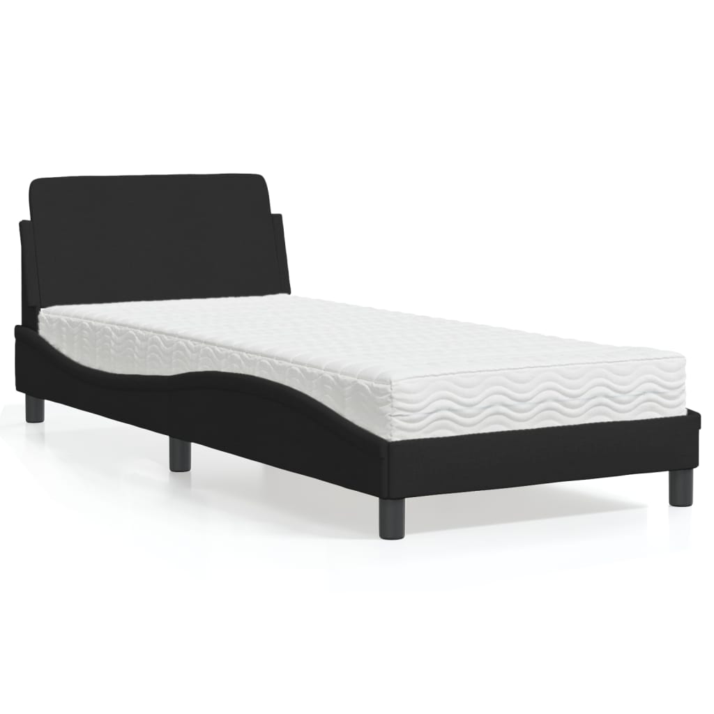 VidaXL Bed met matras stof zwart 90x190 cm