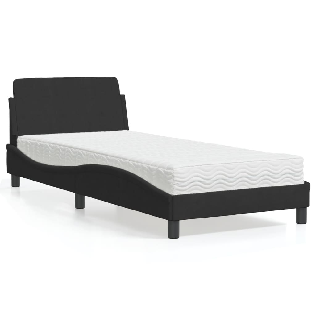 VidaXL Bed met matras fluweel zwart 90x190 cm
