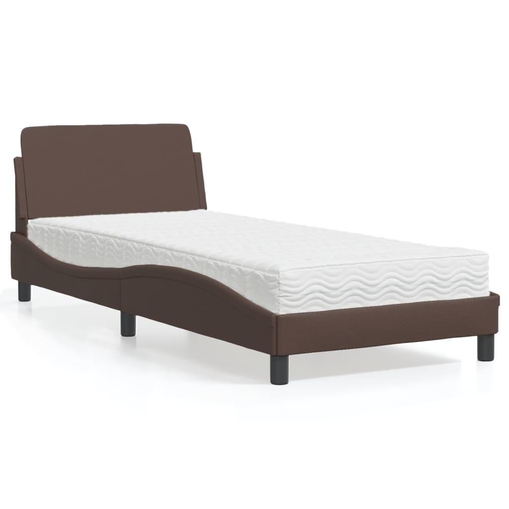 VidaXL Bed met matras kunstleer bruin 90x190 cm