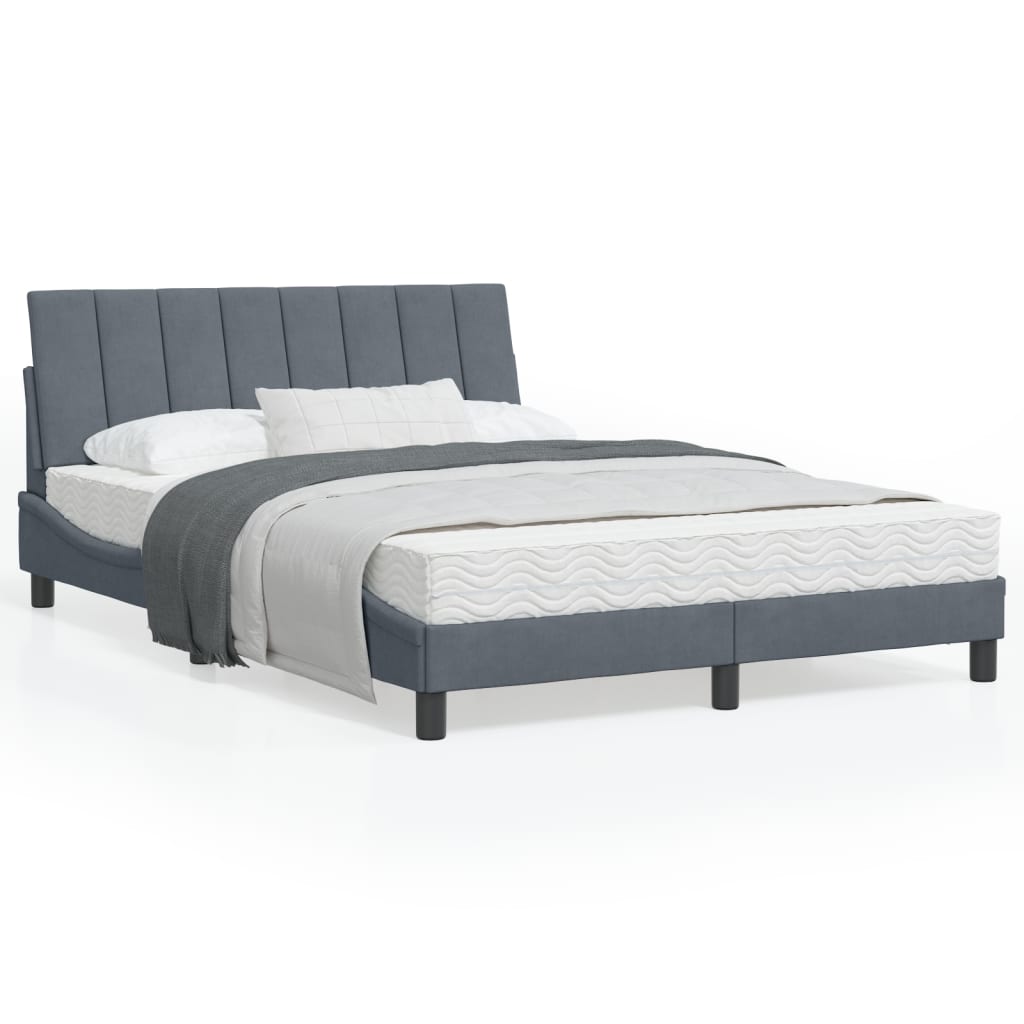 VidaXL Bed met matras fluweel donkergrijs 120x200 cm