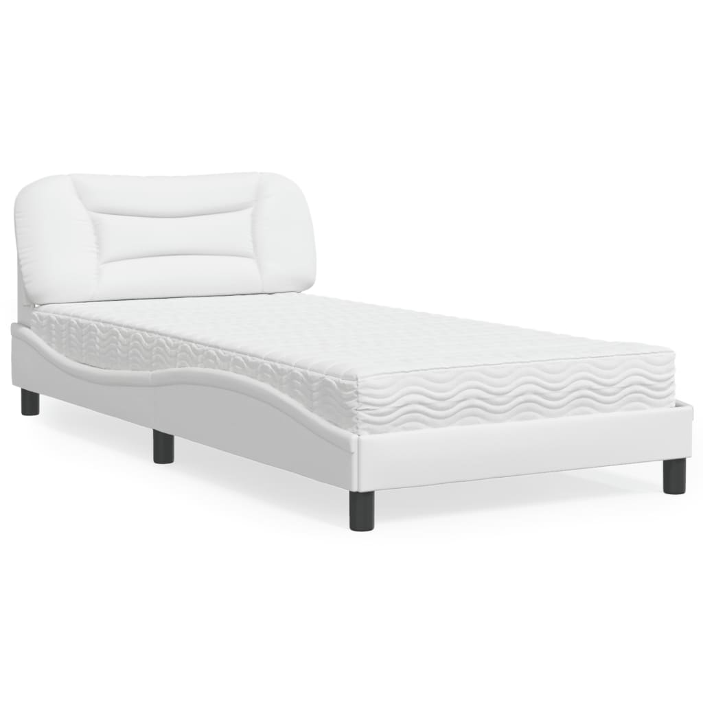 VidaXL Bed met matras kunstleer wit 100x200 cm