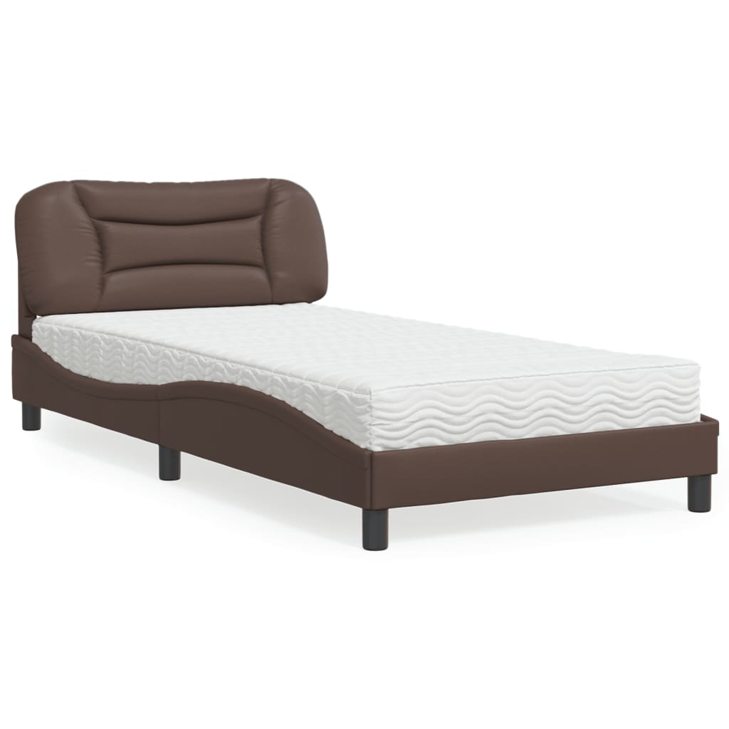 VidaXL Bed met matras kunstleer bruin 100x200 cm
