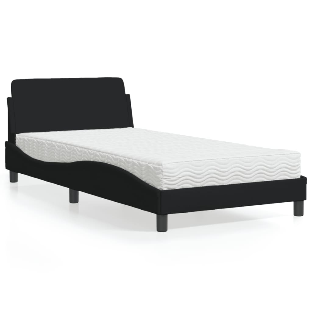 VidaXL Bed met matras stof zwart 100x200 cm