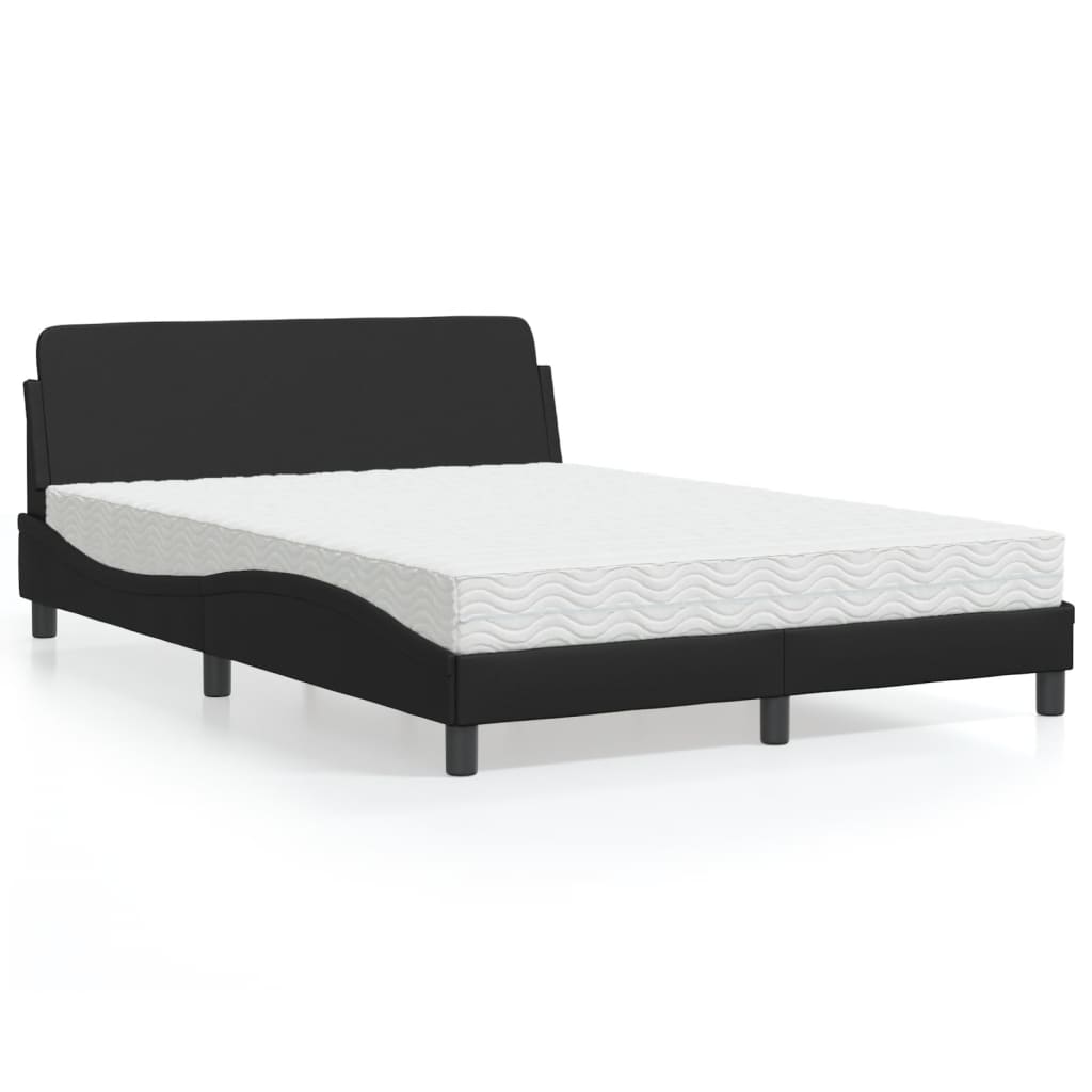 VidaXL Bed met matras kunstleer zwart 120x200 cm