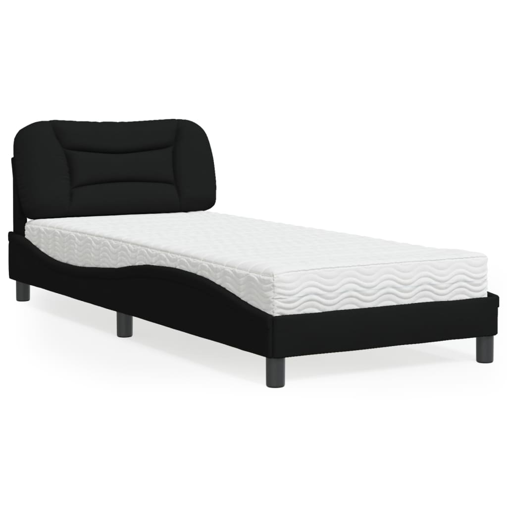 VidaXL Bed met matras stof zwart 90x200 cm