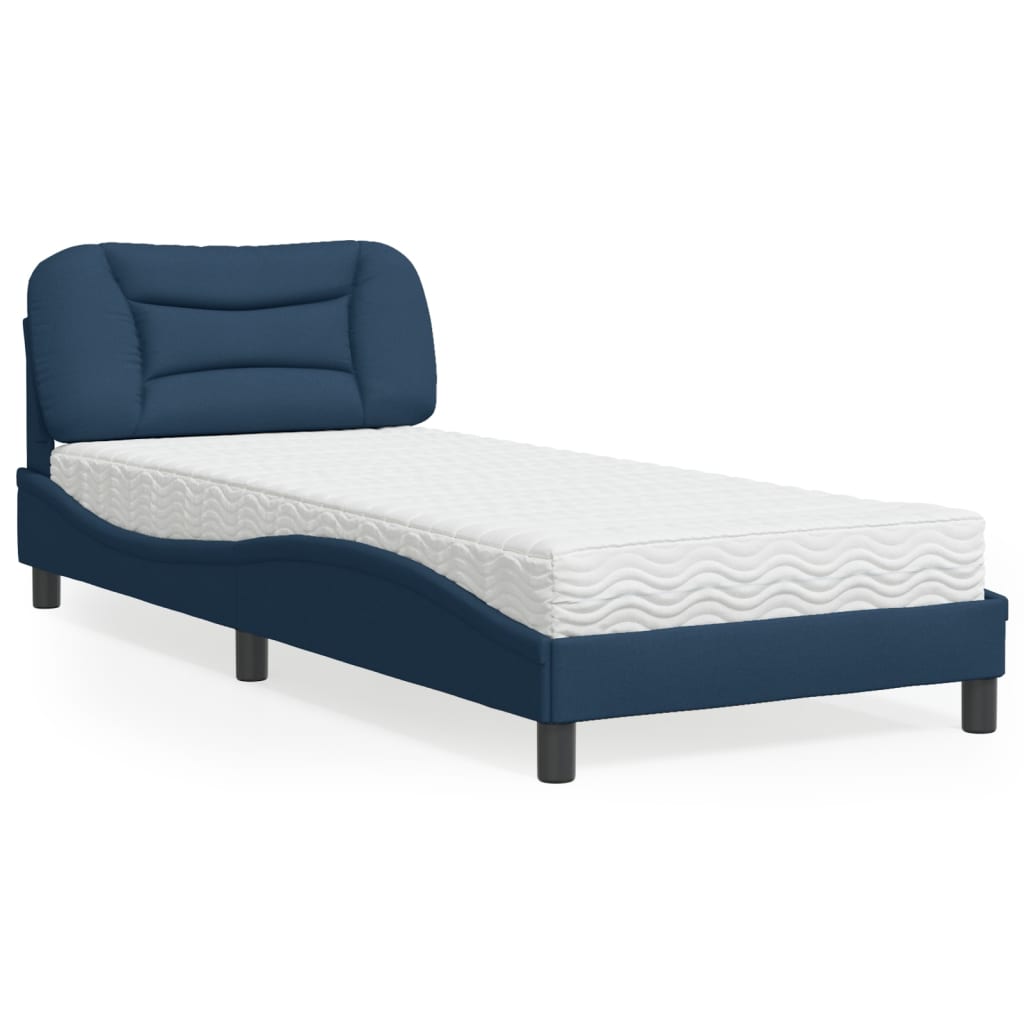 VidaXL Bed met matras stof blauw 90x200 cm