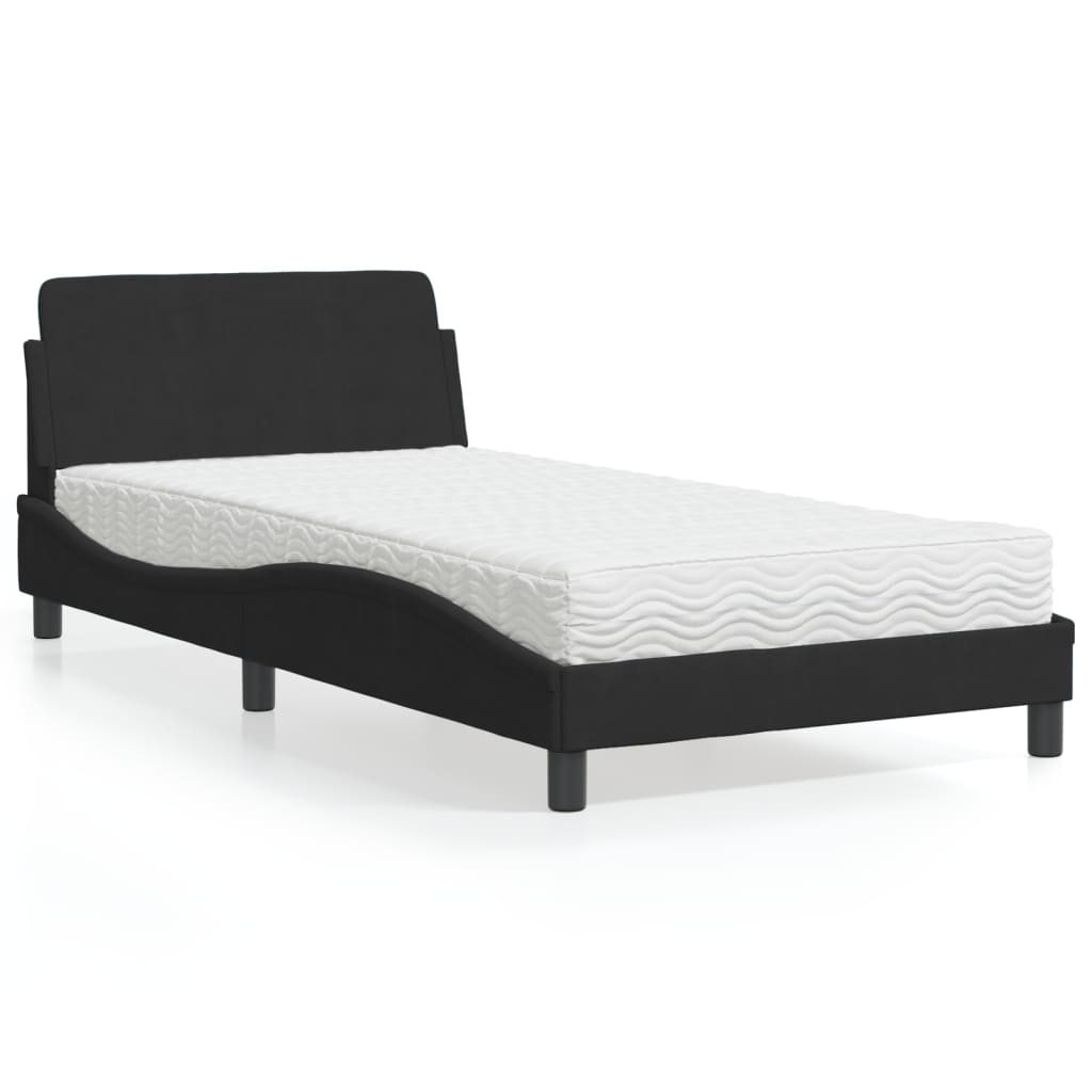 VidaXL Bed met matras fluweel zwart 100x200 cm
