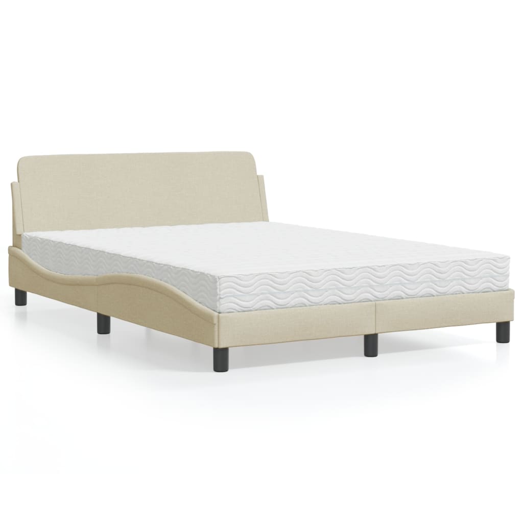 VidaXL Bed met matras stof crèmekleurig 120x200 cm